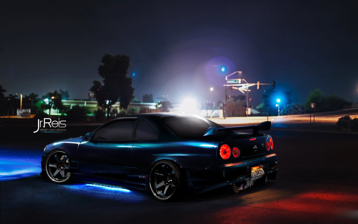 Nissan Skyline GTR r34 ночью