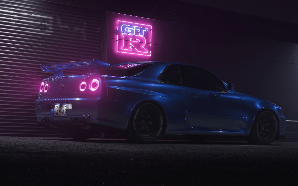 Nissan Skyline GTR r34 ночью