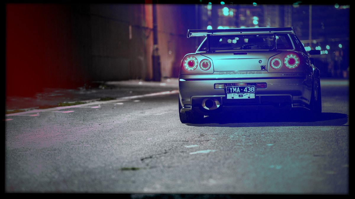 Nissan Skyline GTR r34 Night 4к Streetrace