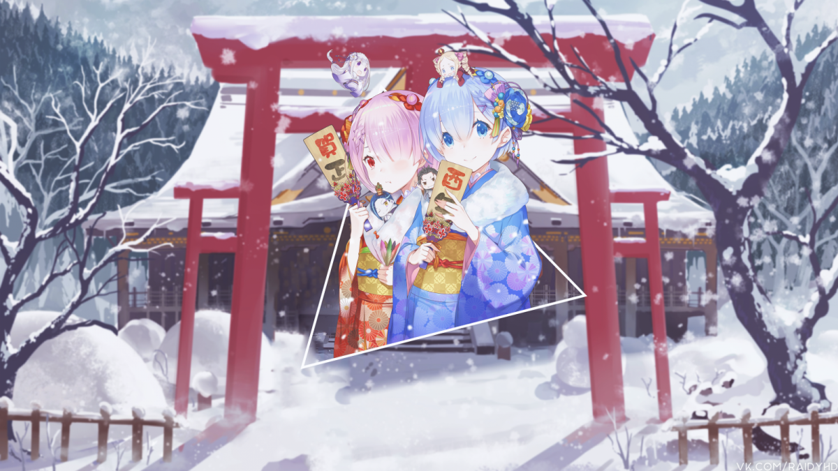 Новогодние обои аниме