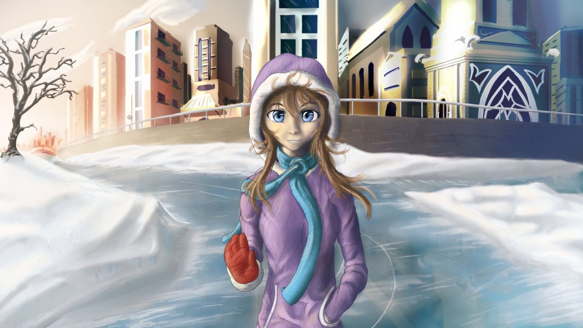 Девушка зима арт