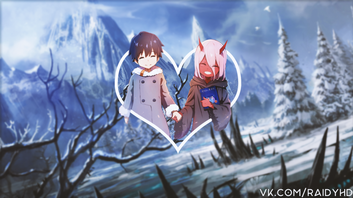 Зимние обои на рабочий стол аниме