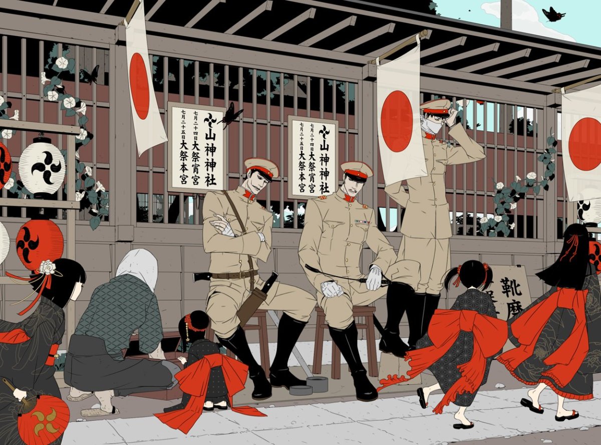 Флаг японской империи с императором