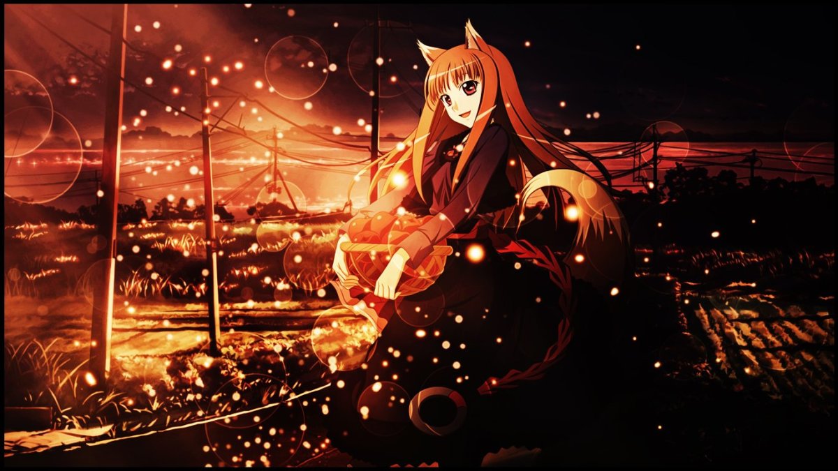 Аниме обои волчица и пряности