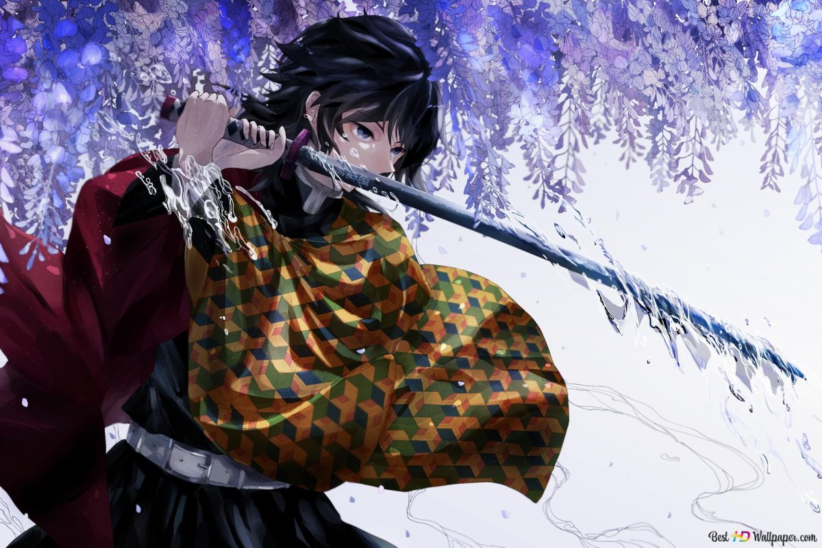 Клинок рассекающий демонов Гио Томиока арт