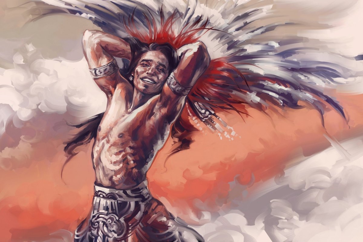 Шаман индеец медитирует