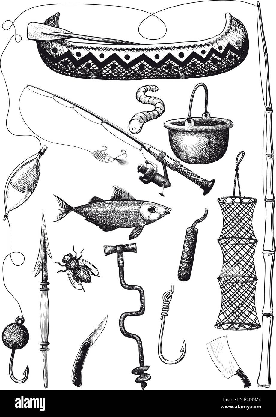 Рыболовные снасти иллюстрации