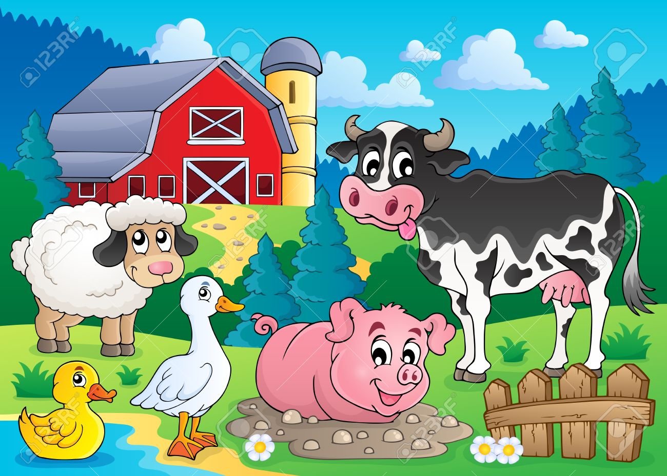 Детский рисунок на тему ферма