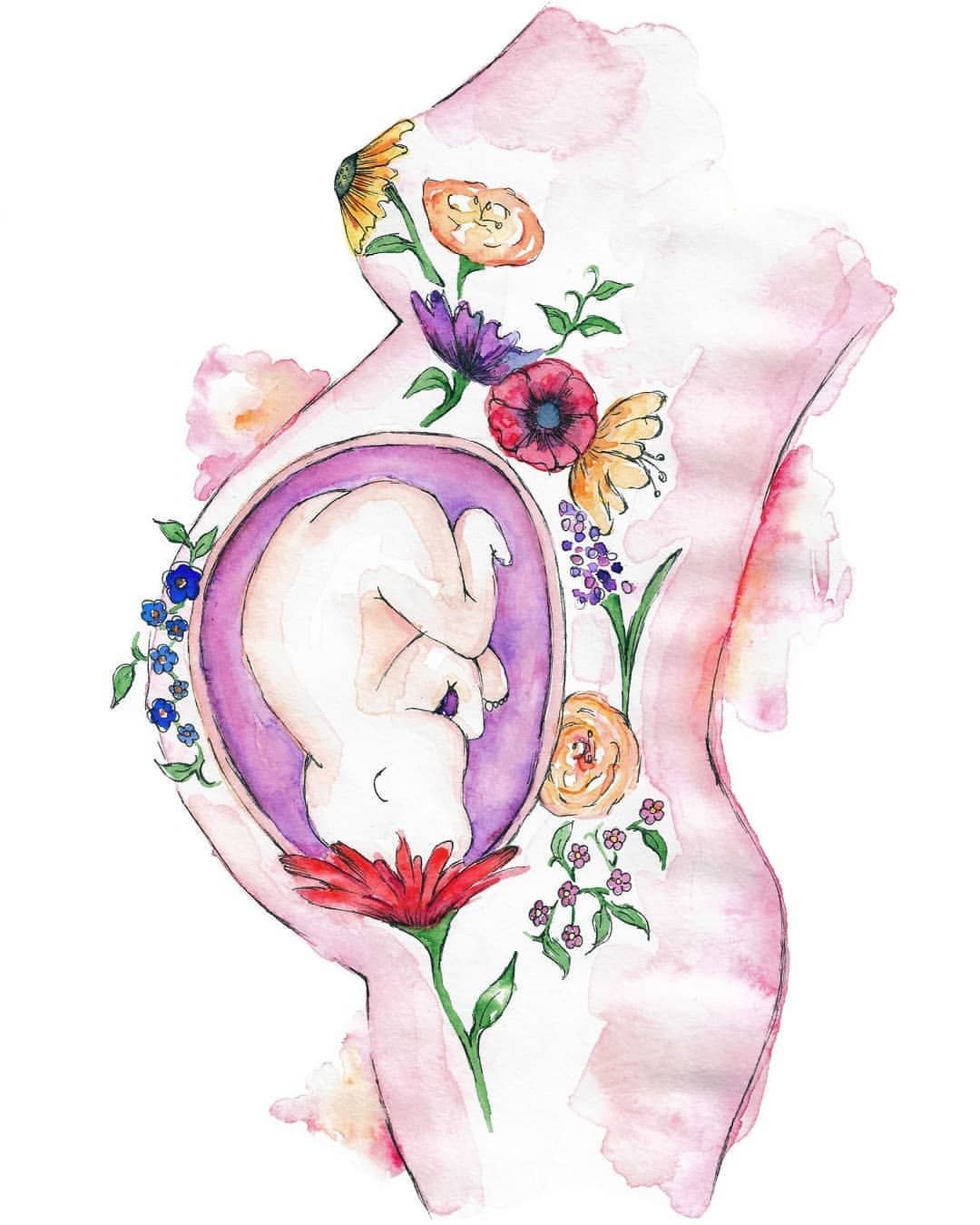 Беременная нарисованная