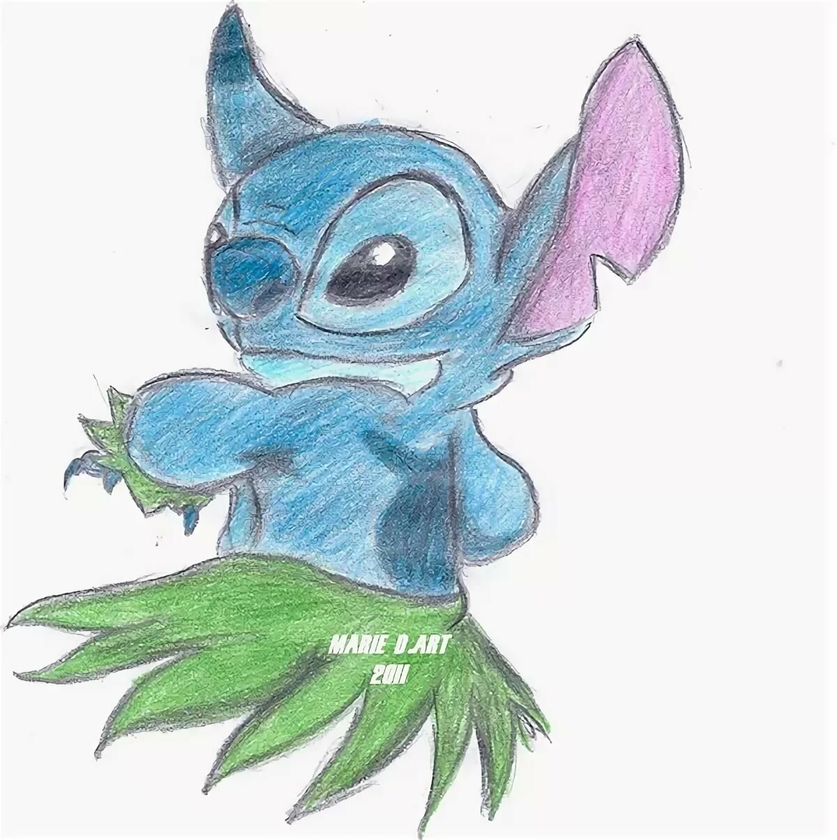 Розовый Стич карандашом