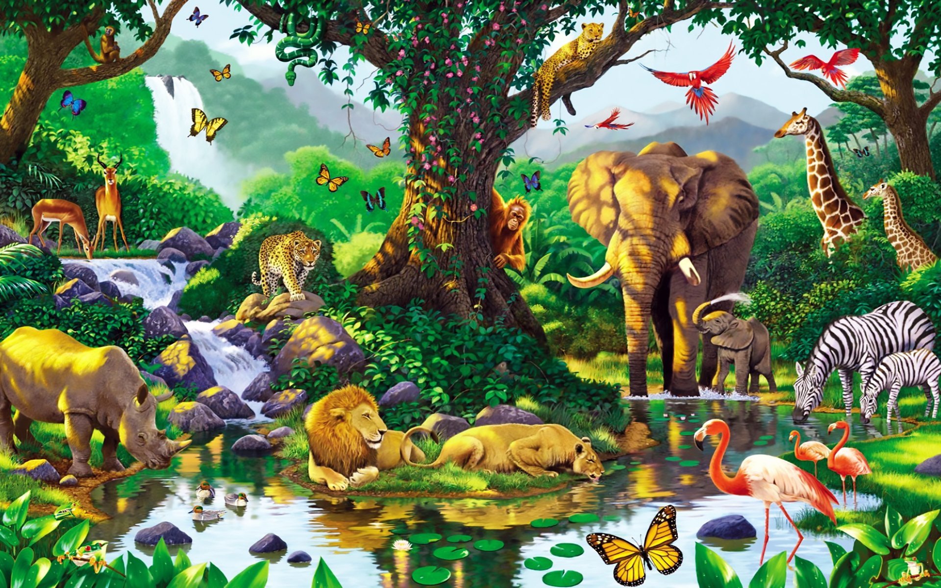 Картина животный мир. Животные джунглей. Обитатели джунглей для детей. Тропический лес животные. Животный и растительный мир джунглей.
