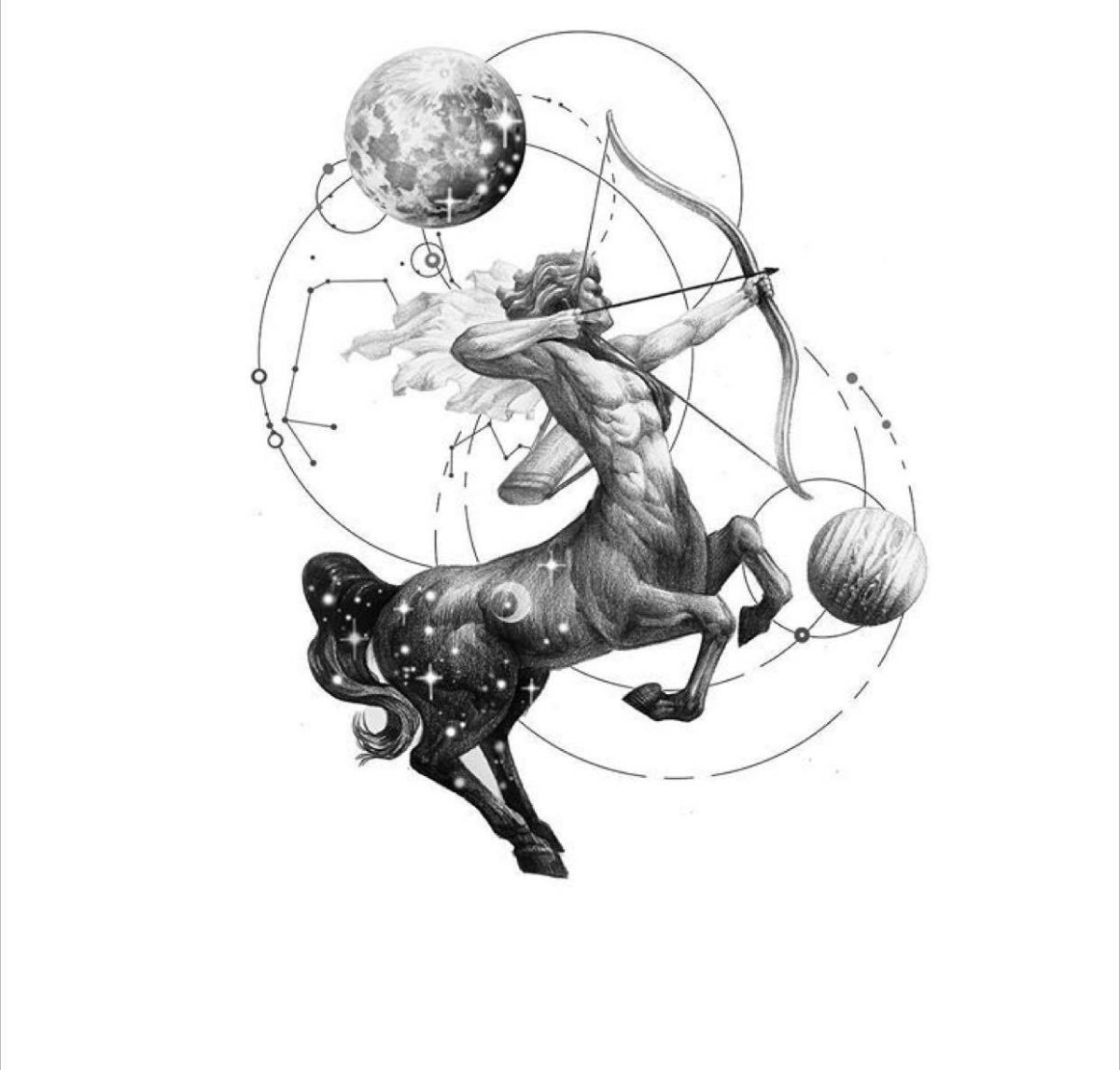 Созвездие стрельца тату эскиз
