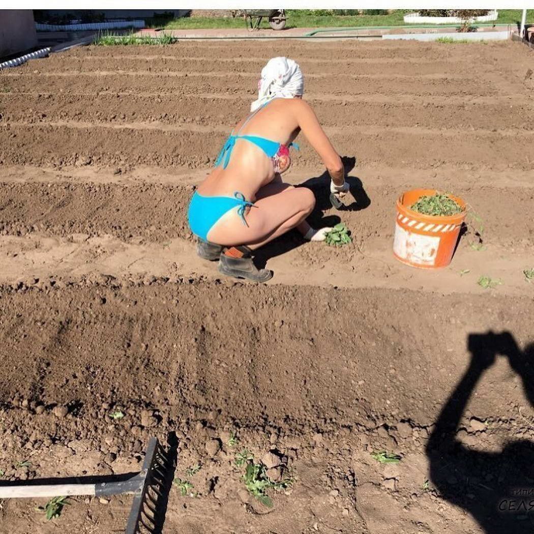 Женщина на грядке