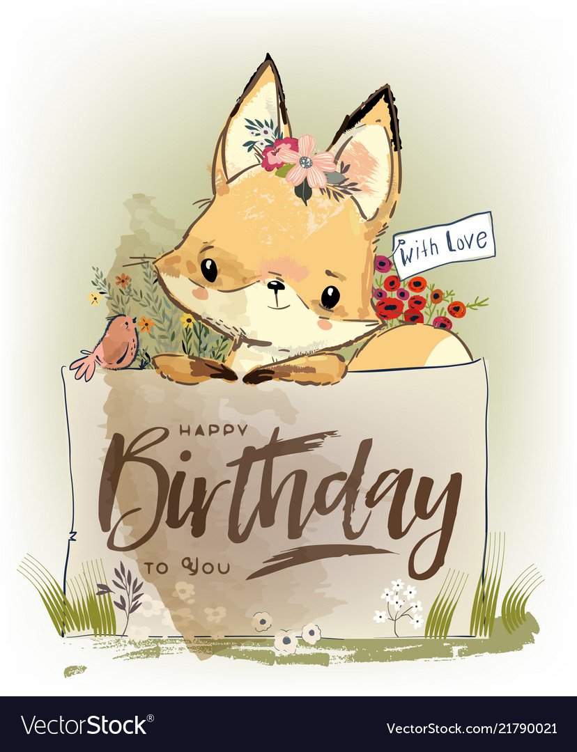 Милый Лисенок поздравляет с днем рождения