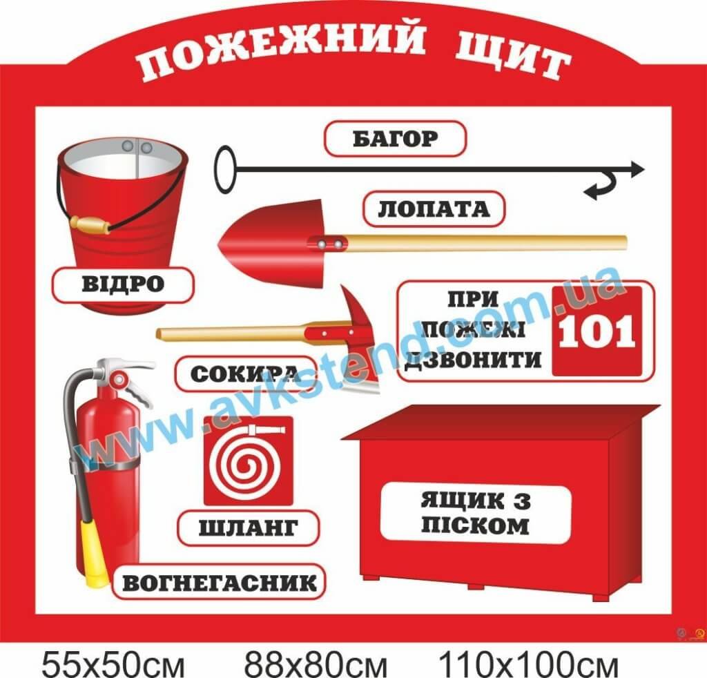 Плакат пожарный щит для детского сада