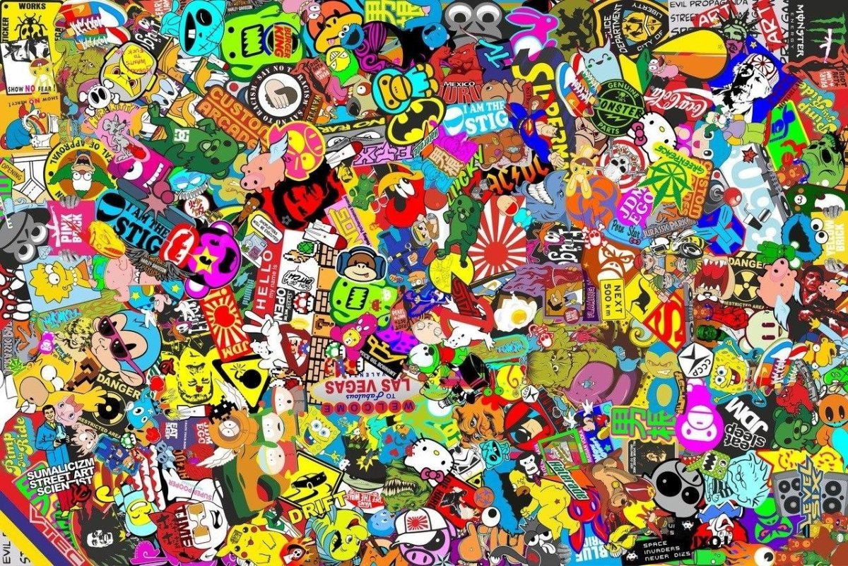 Много разных наклеек