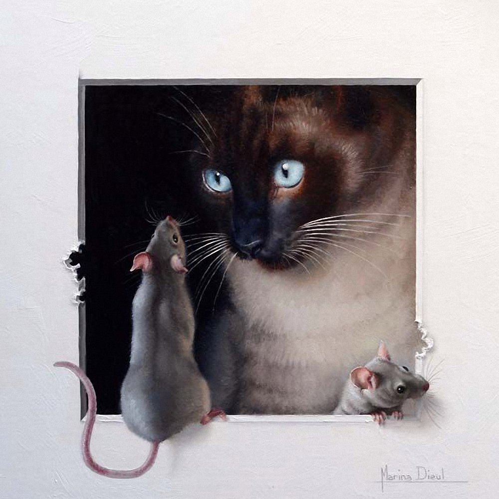 Художник Marina Dieul. Кошки - мышки