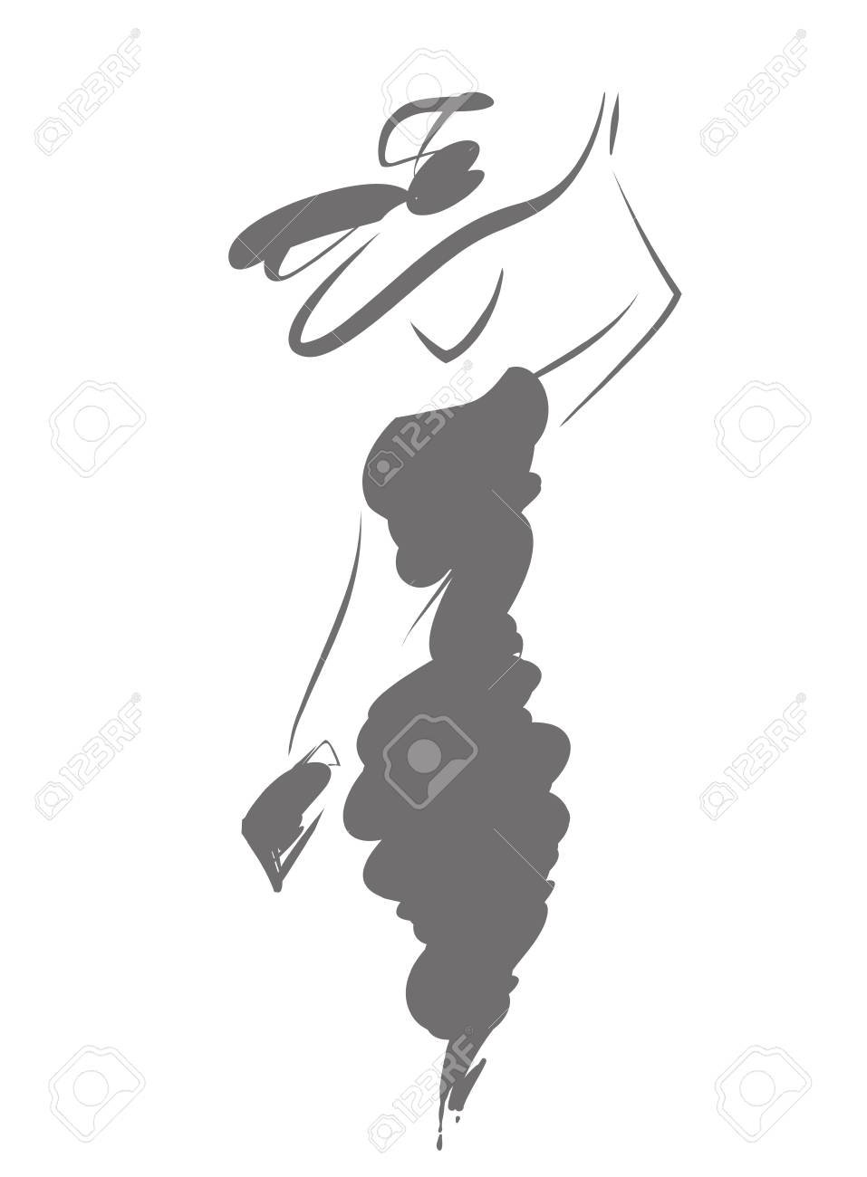 Профиль девушки в черном цвете