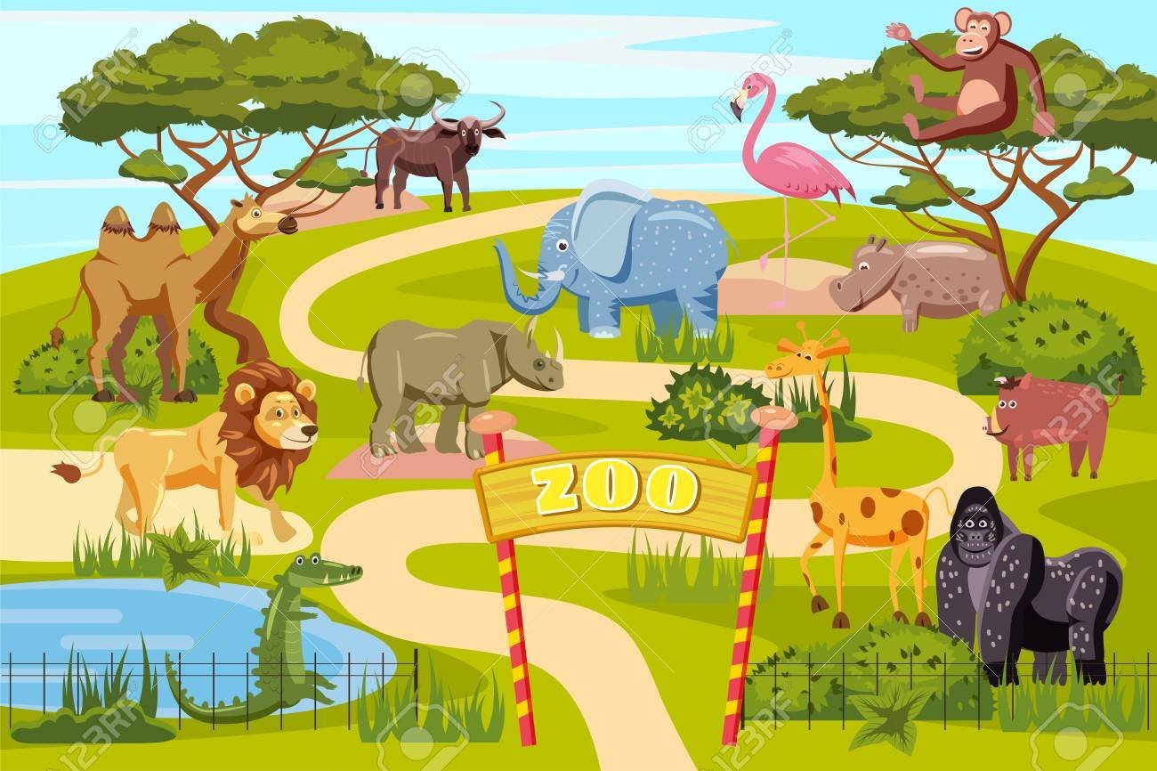 Животные в зоопарке Постер