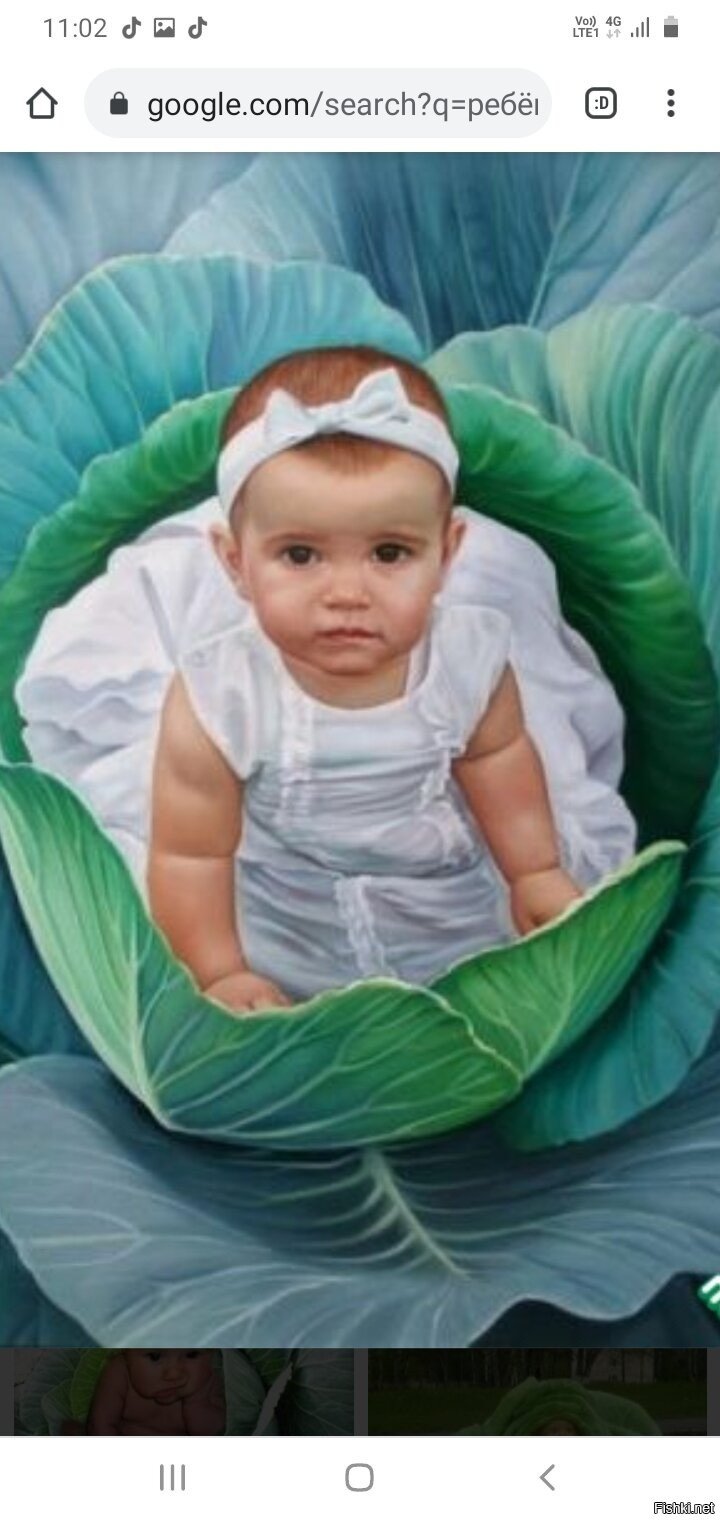 Фотосессия с капустой малыши