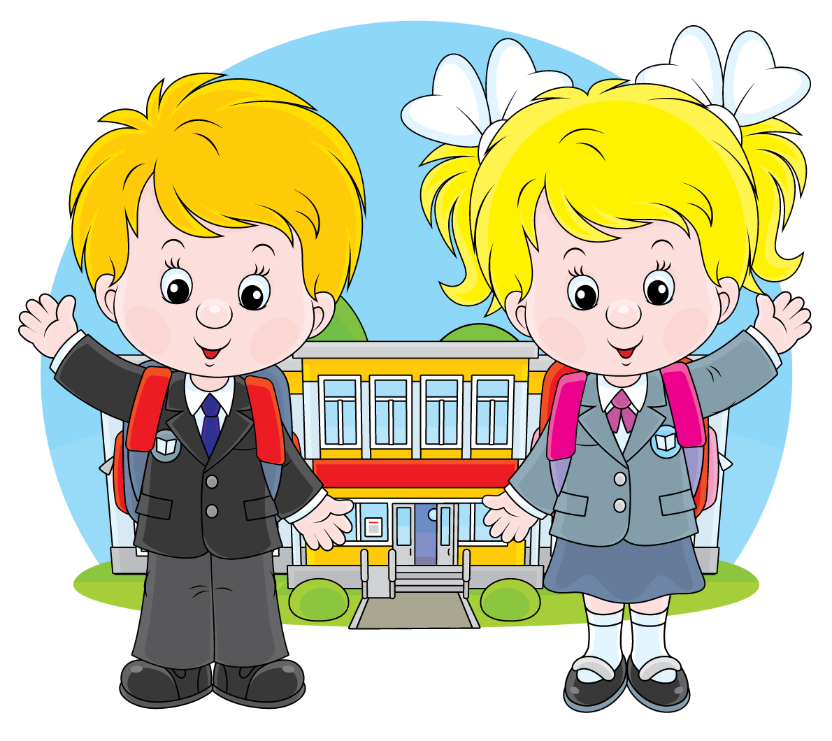 Первоклассники мальчик и девочка