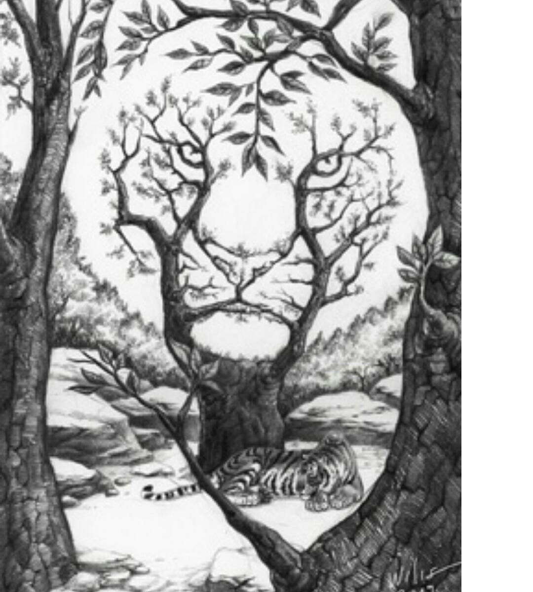 Иллюзия дерево с лицами