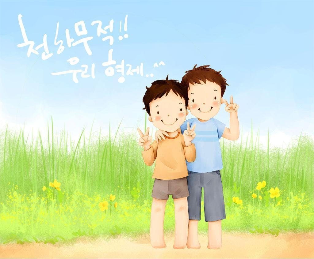 Мультяшная семья с 3 детьми