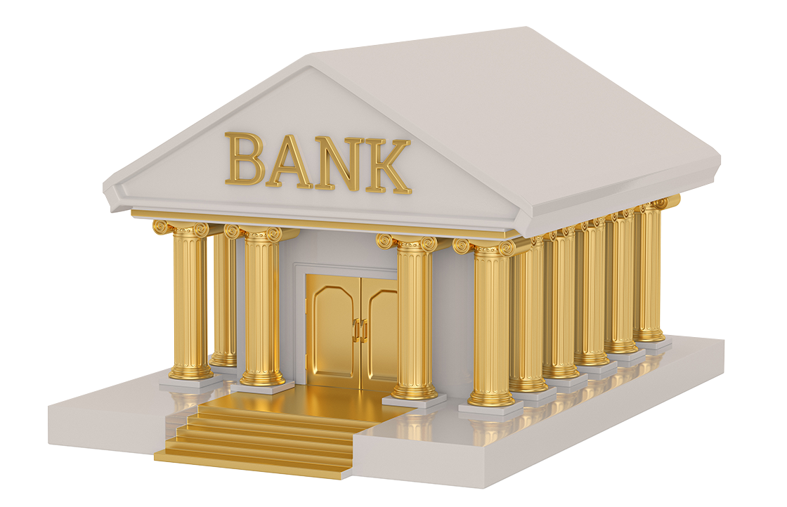 Здание банка на белом фоне
