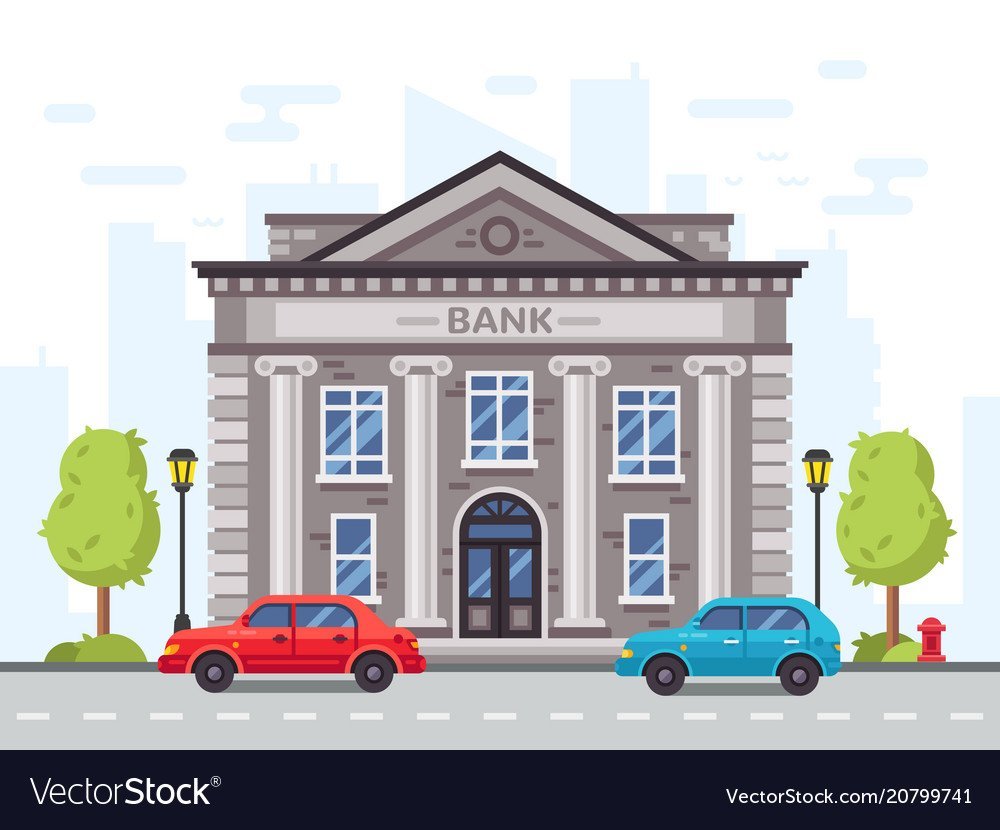 Здание банка мультяшное