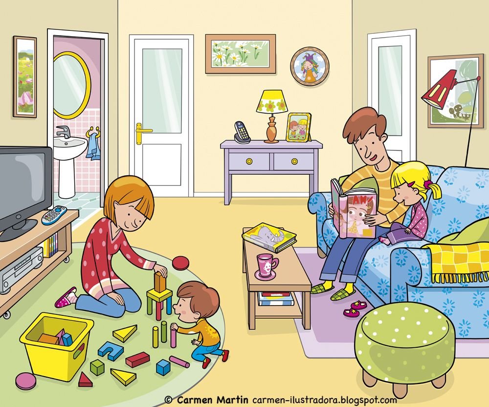 Сюжетная картина в комнате