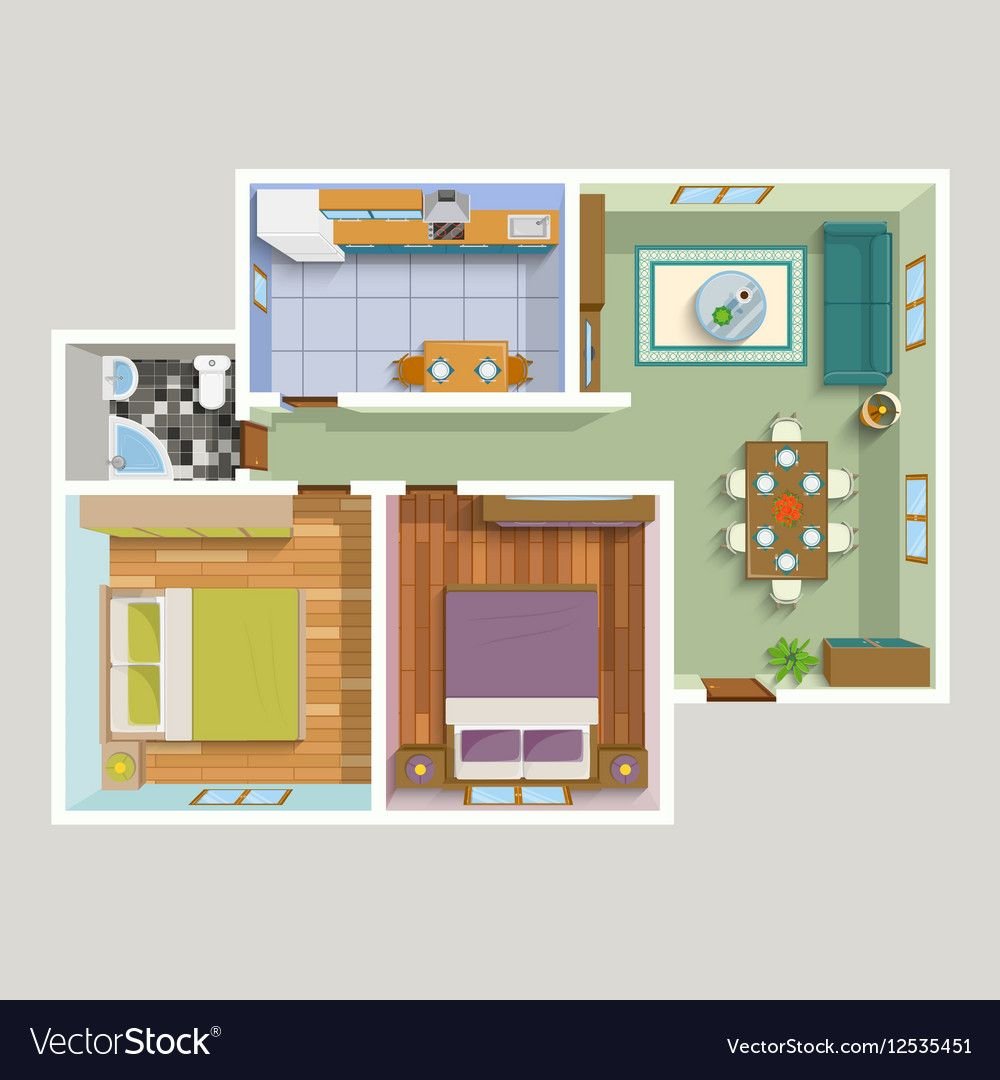 Квартира вид сверху вектор