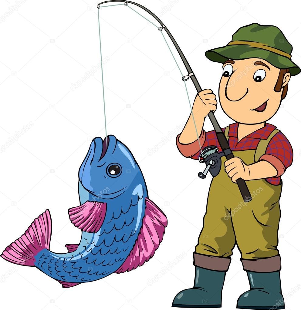 мультяшный рыбак с удочкой картинки
