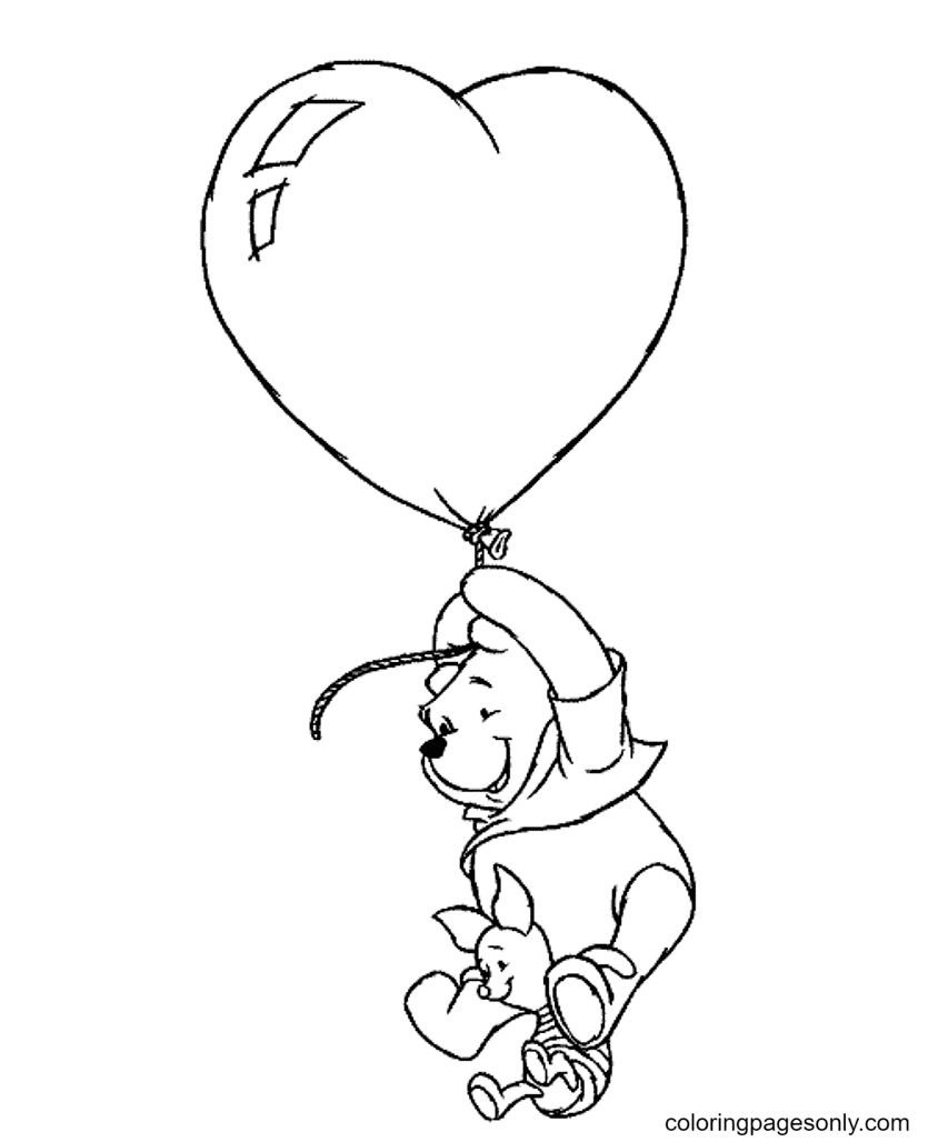 Мишка с воздушными шариками раскраска