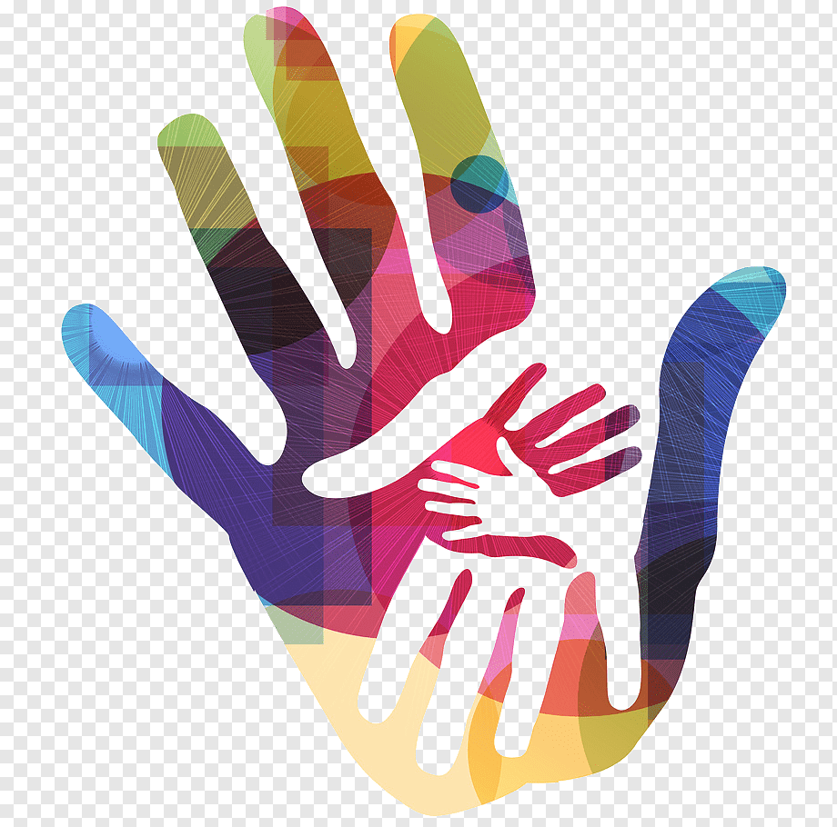 Цветные ладошки на прозрачном фоне