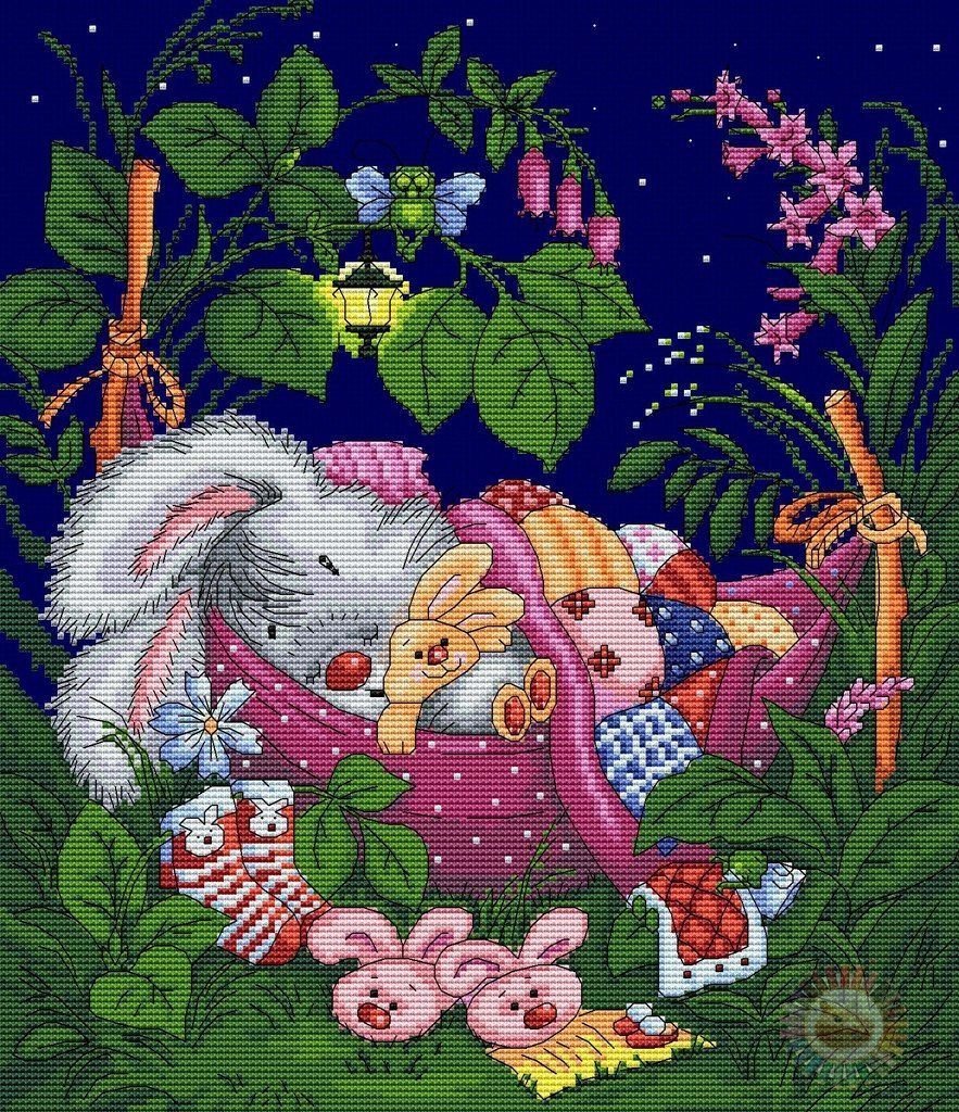 Зайчик спит в кроватке