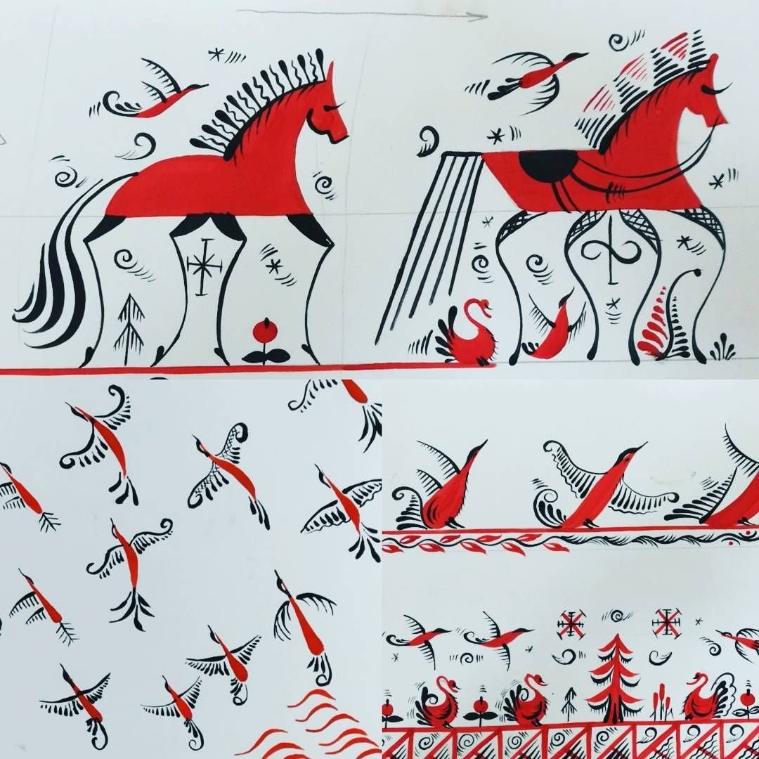 Мезенская роспись варежка