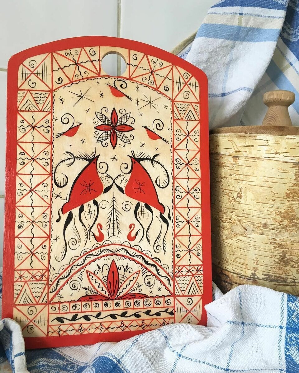 Матрешка доска Мезенская роспись