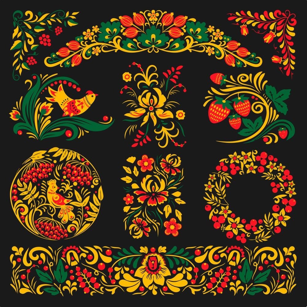 Хохломская роспись орнамент в полосе