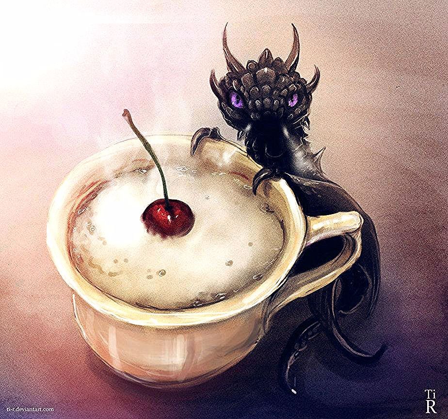 Дракон пьет кофе