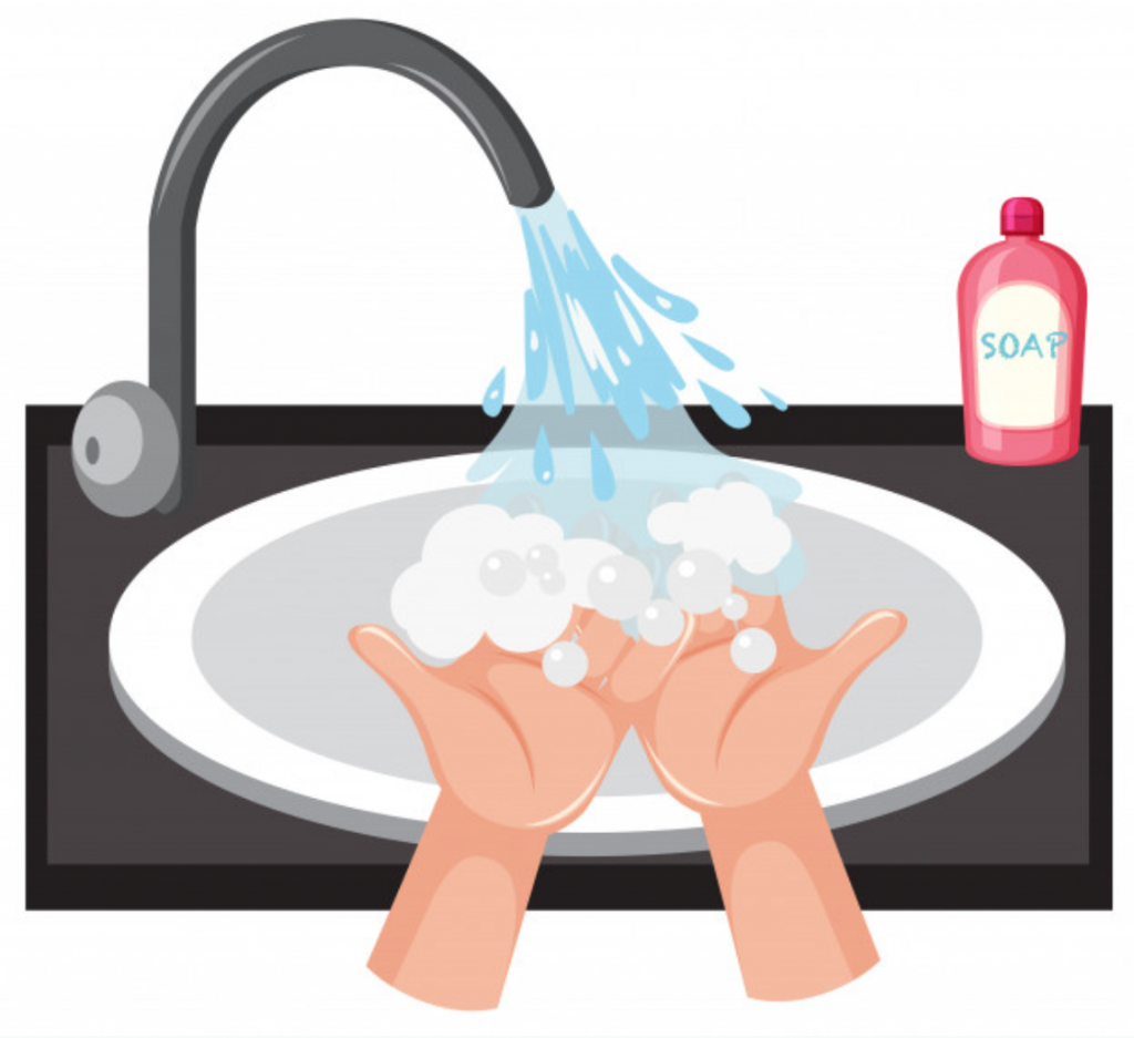 Рисунок мою руки в раковине