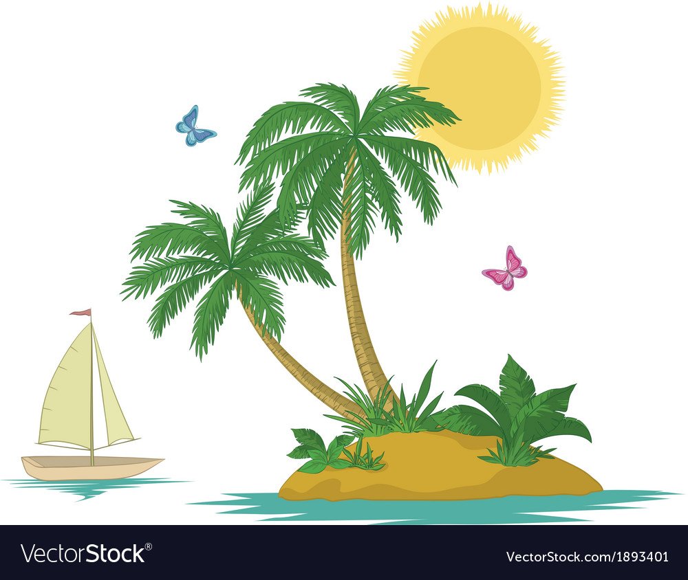 Остров нарисованный на белом фоне