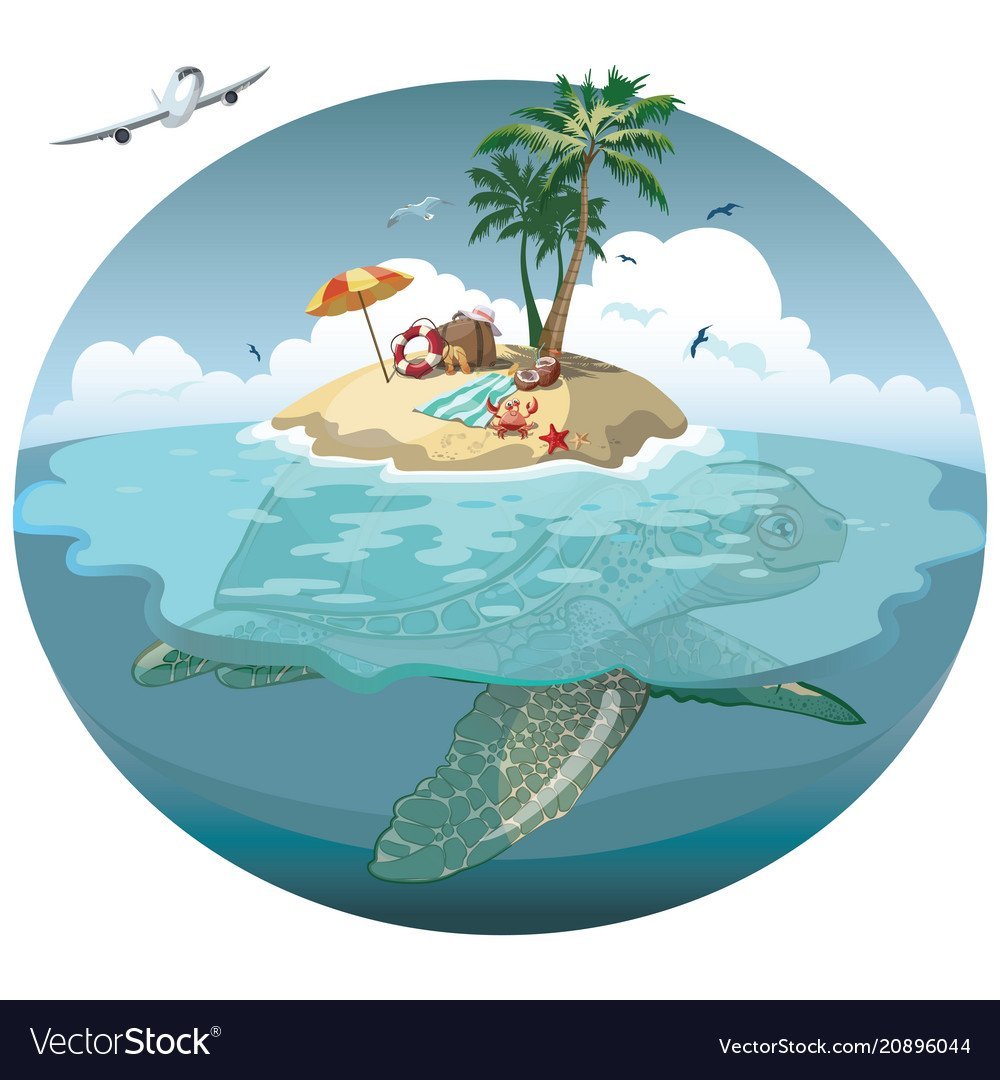 Черепаха на острове иллюстрация