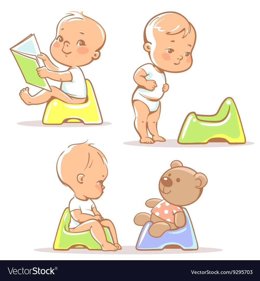 Иллюстрации детские дети на горшках