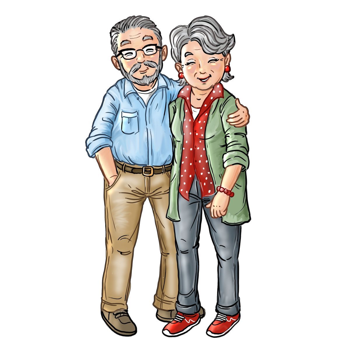 Бабушка и дедушка с внуками