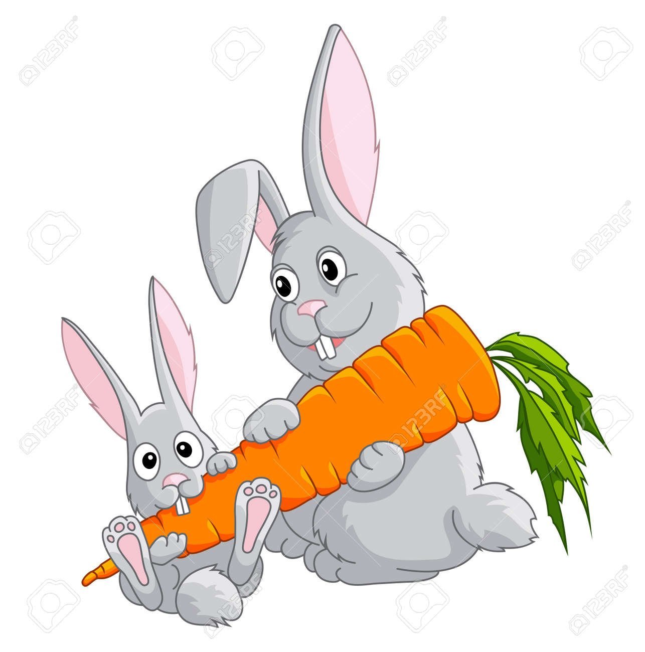 Зайчик держит морковку