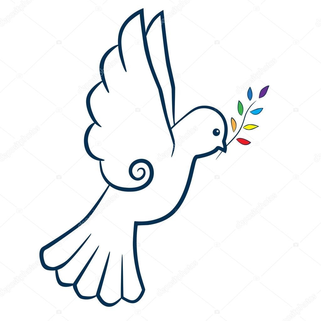 Рисование голубь символ мира