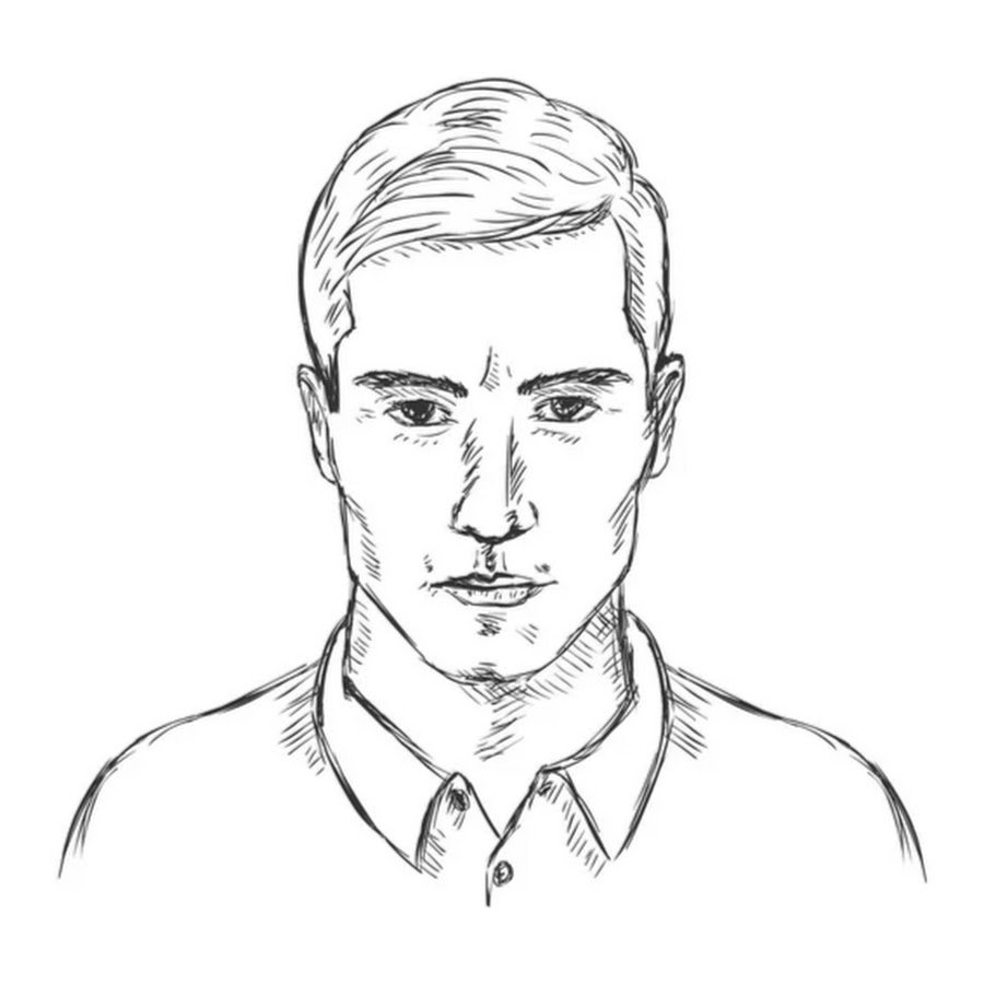 Контурный портрет мужчины