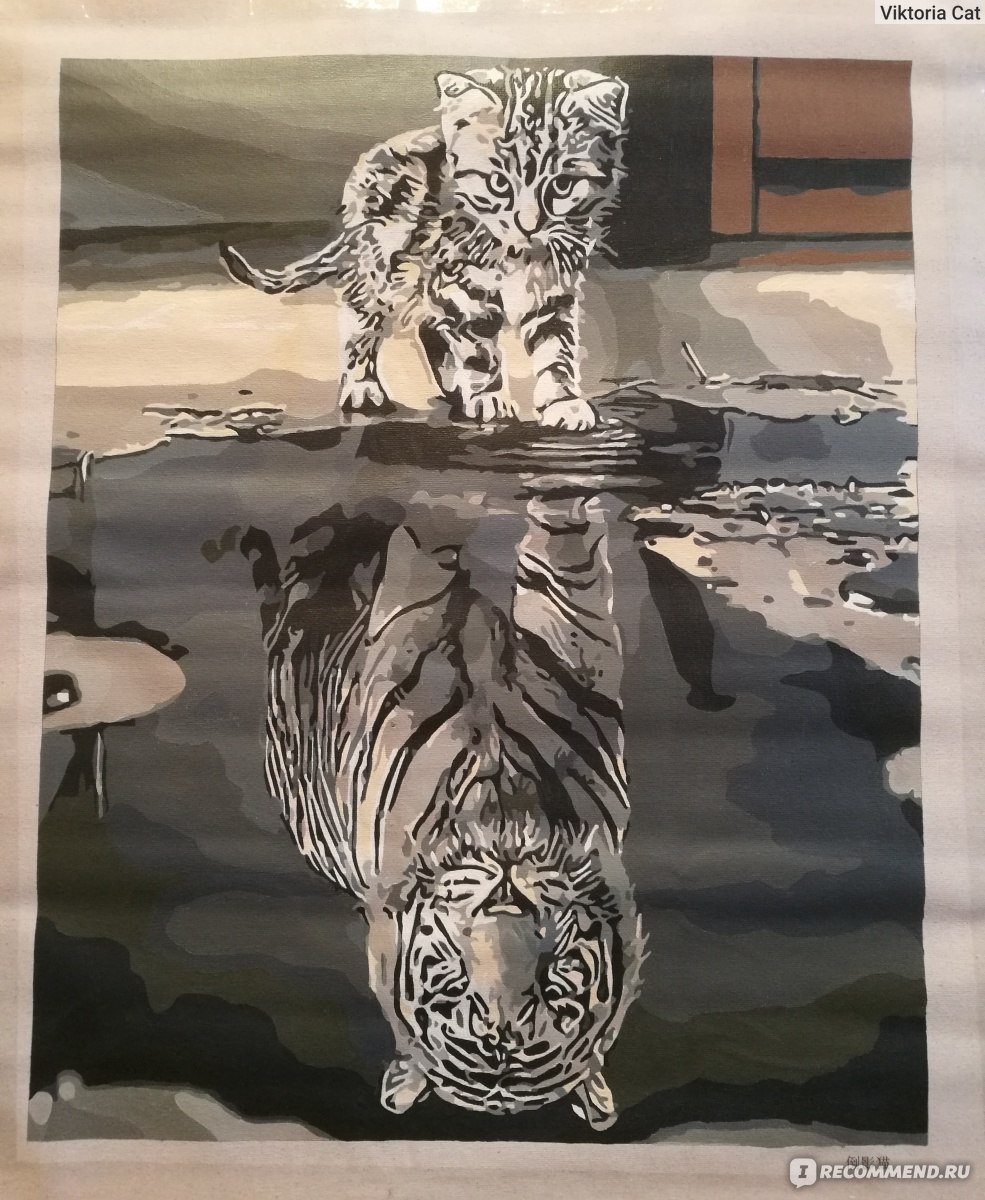 Тигр в зеркале отражение