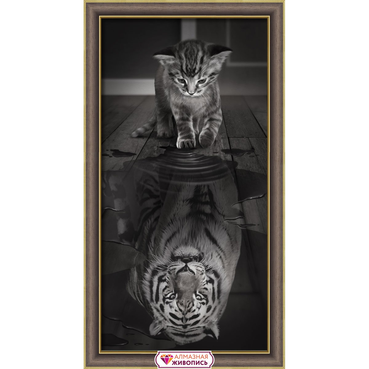 Котёнок и отражение тигра