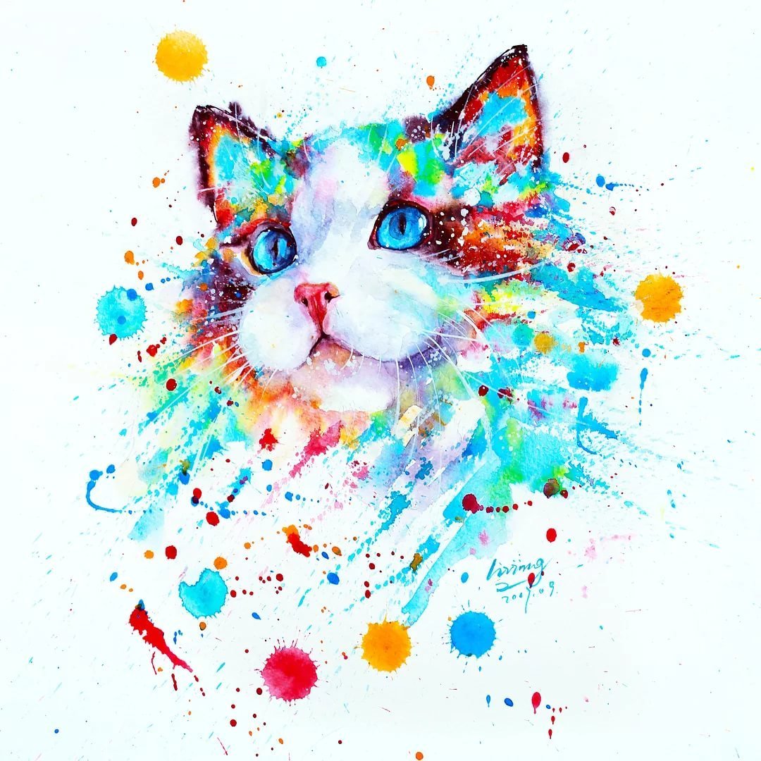 Кот рисунок цветной. Разноцветный кот. Рисунки разноцветные. Яркие рисунки. Яркий рисунок красками.